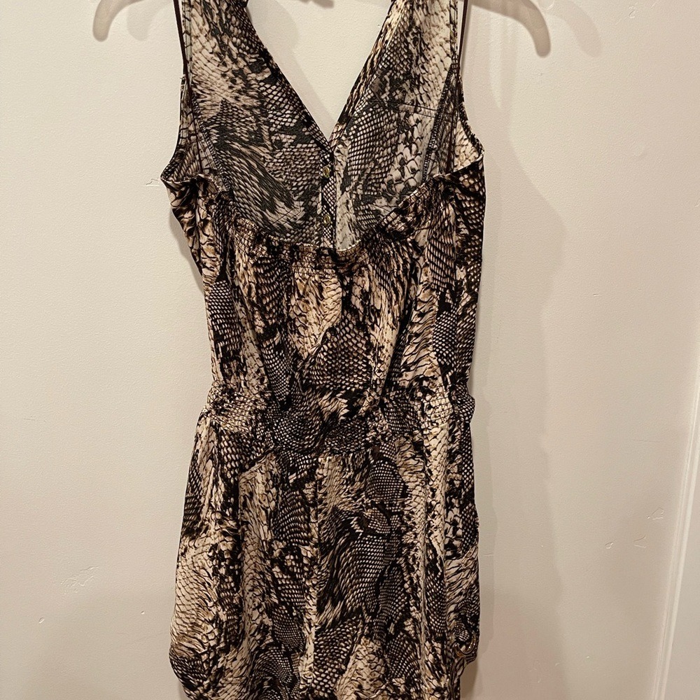 CACHE womens size XS Snake print collared tie waist romper with pockets onepiece - Picture 5 of 5